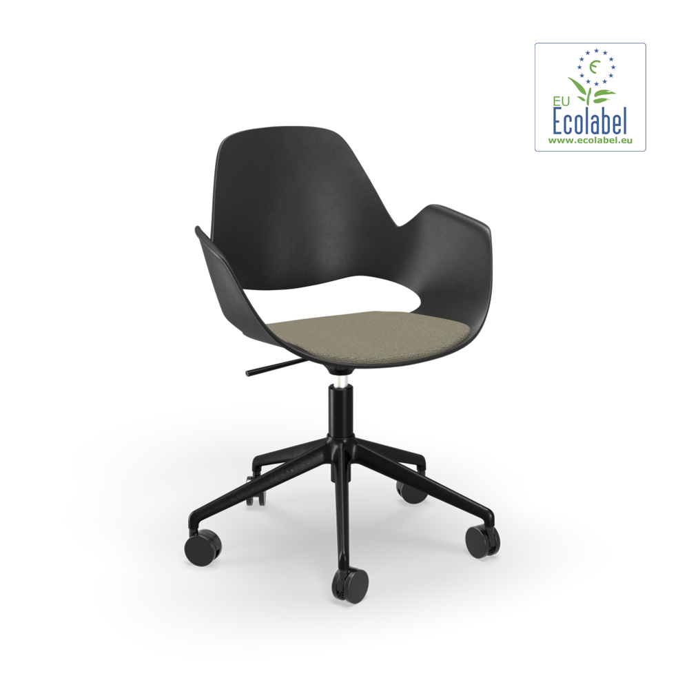FALK Chair, armrest - Upholstered seat - Base: Five star with castor