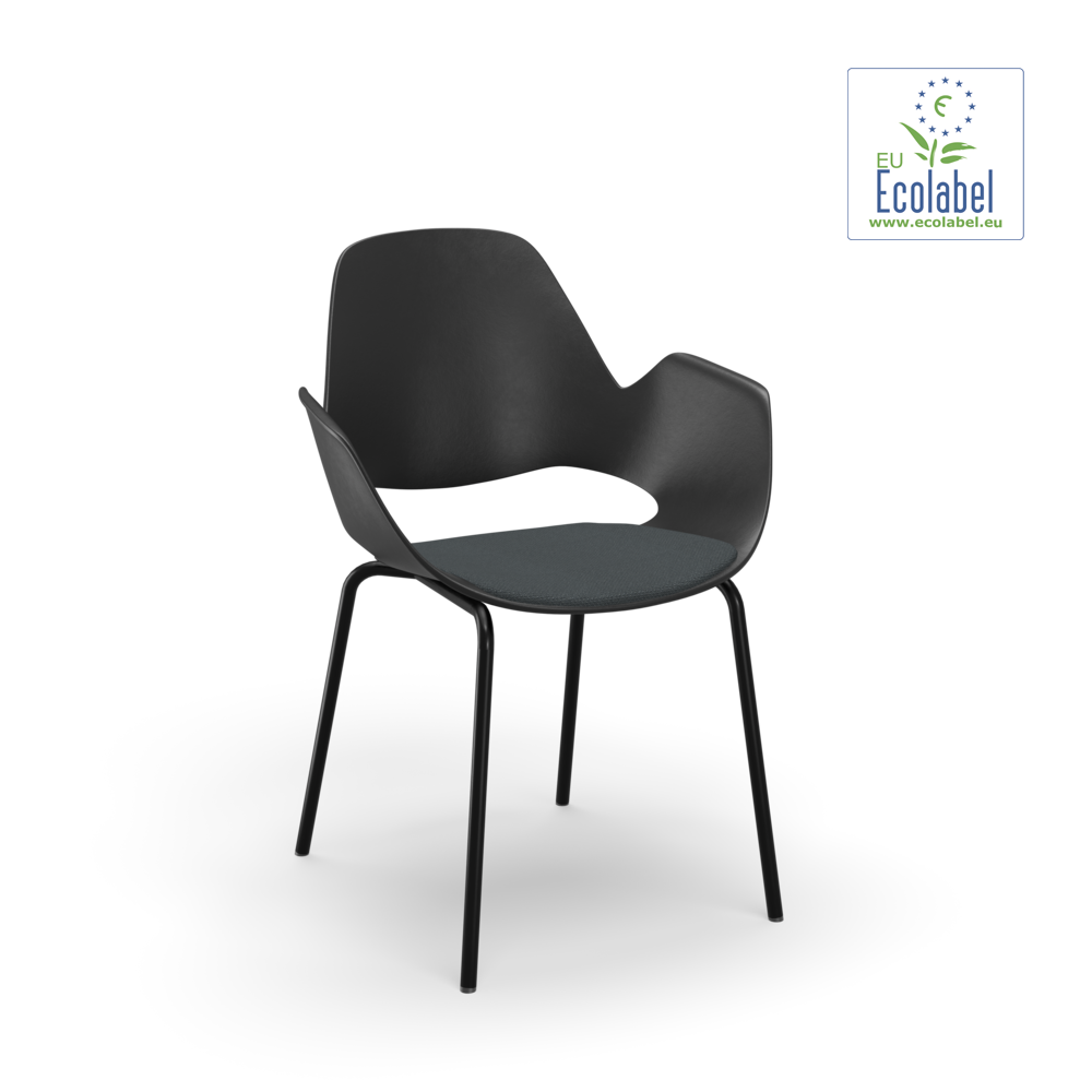 FALK Chair, armrest - Upholstered seat - Base: Tube legs