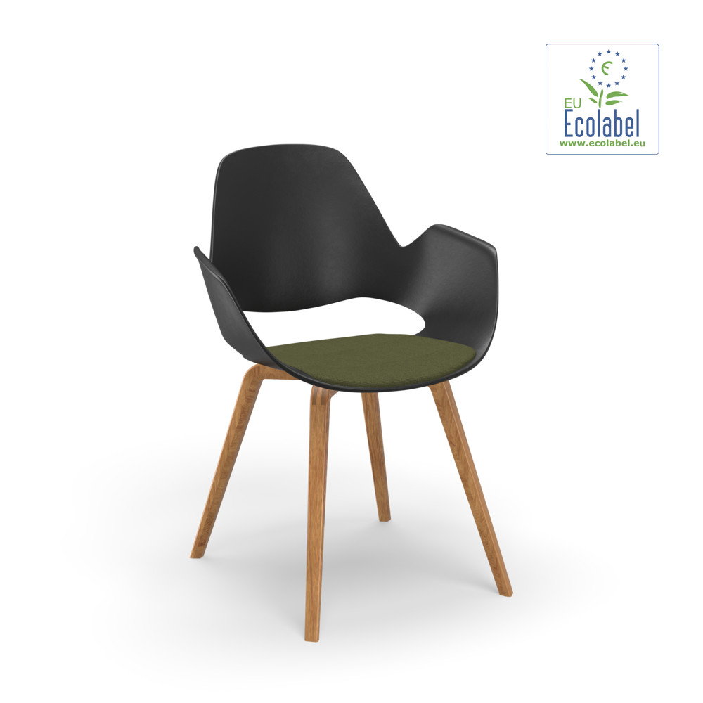CHAIR, armrest / Upholstered seat / Oak veneer / Pine green