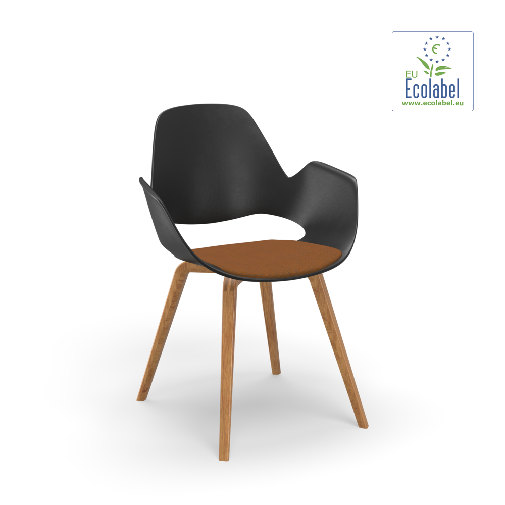 CHAIR, armrest / Upholstered seat / Oak veneer / Terracotta