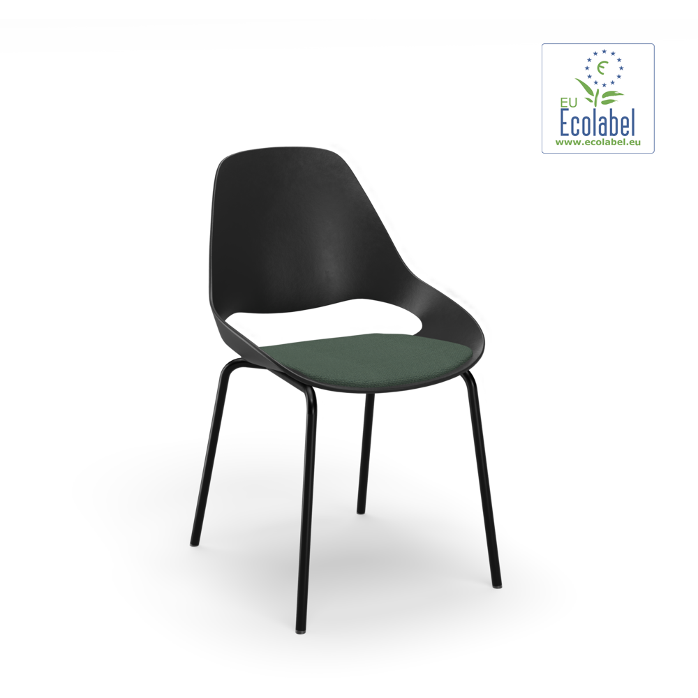 FALK Chair, low armrest - Upholstered seat - Base: Tube legs