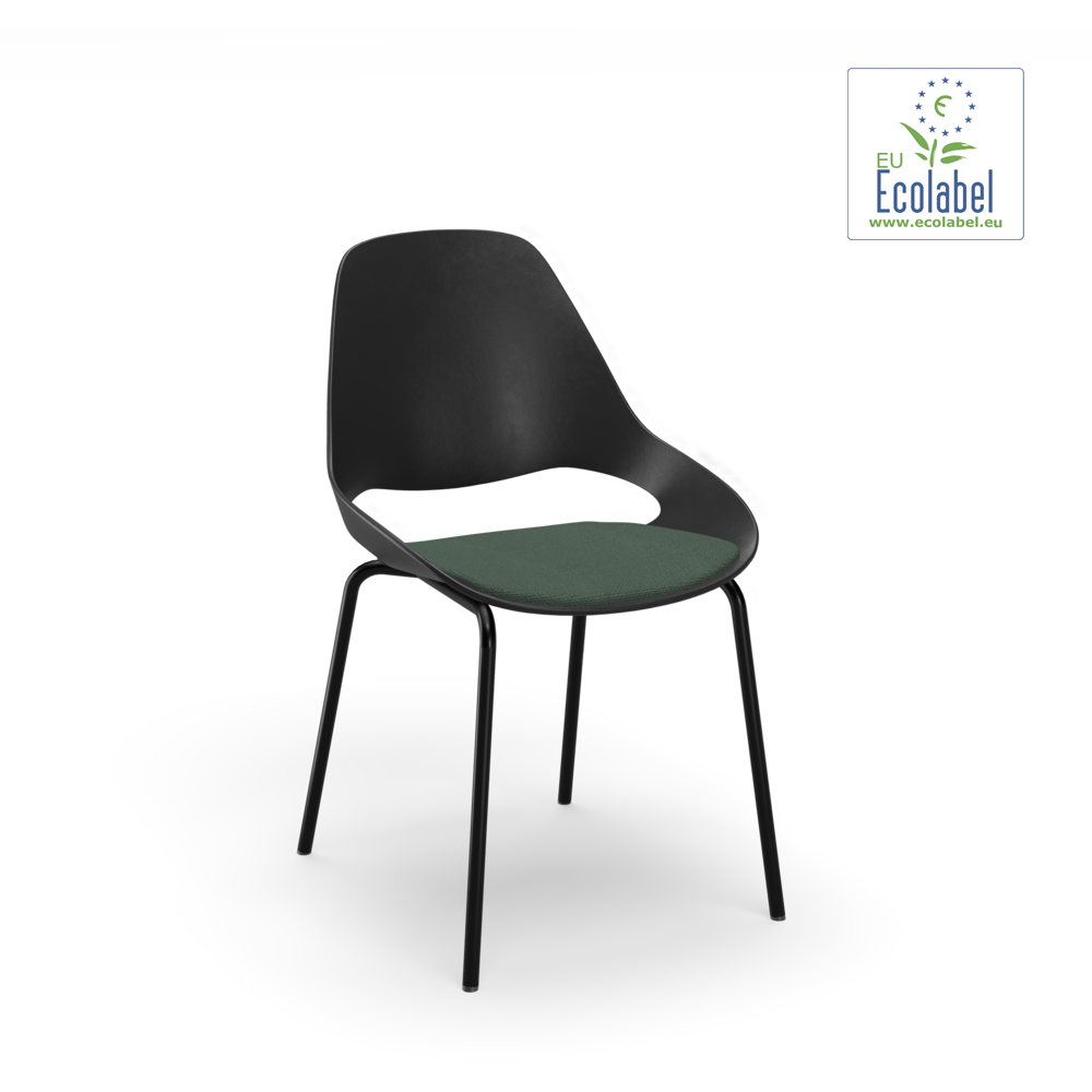 CHAIR, low armrest // Upholstered seat // Base: Tube // Dark green