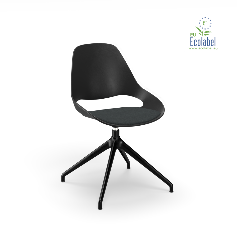 CHAIR, low armrest // Upholstered seat // Base: Four star return swivel // Dark grey