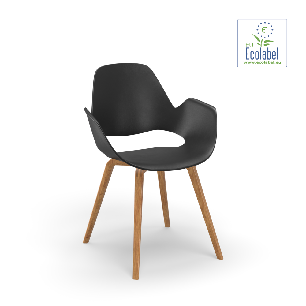 CHAIR, armrest // Black seat // Oak veneer