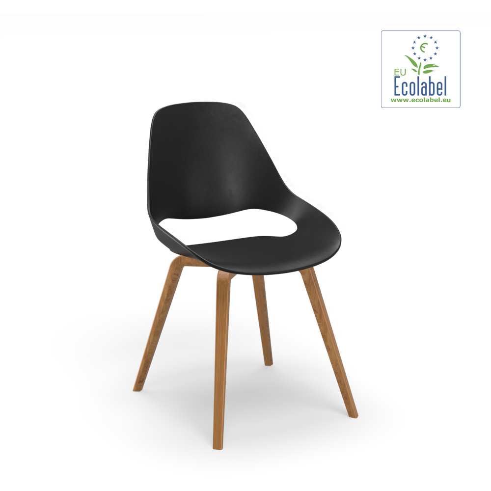 CHAIR, low armrest // Black seat // Oak veneer