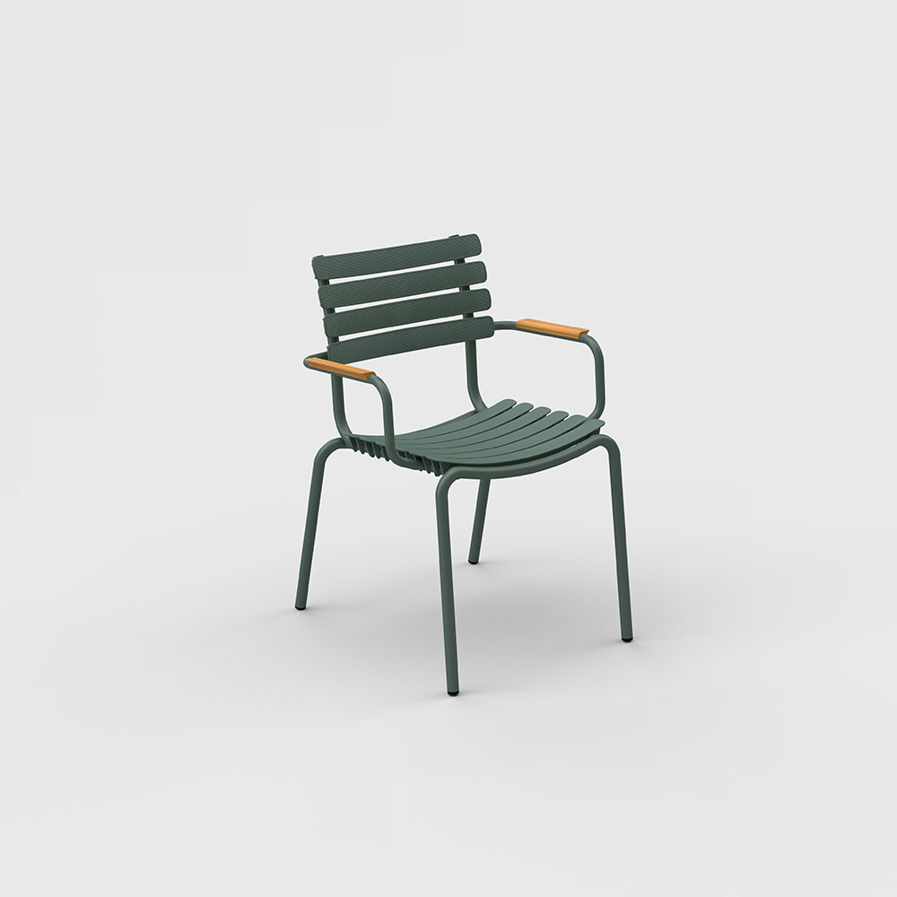 DINING CHAIR // Olive green // Bamboo armrests