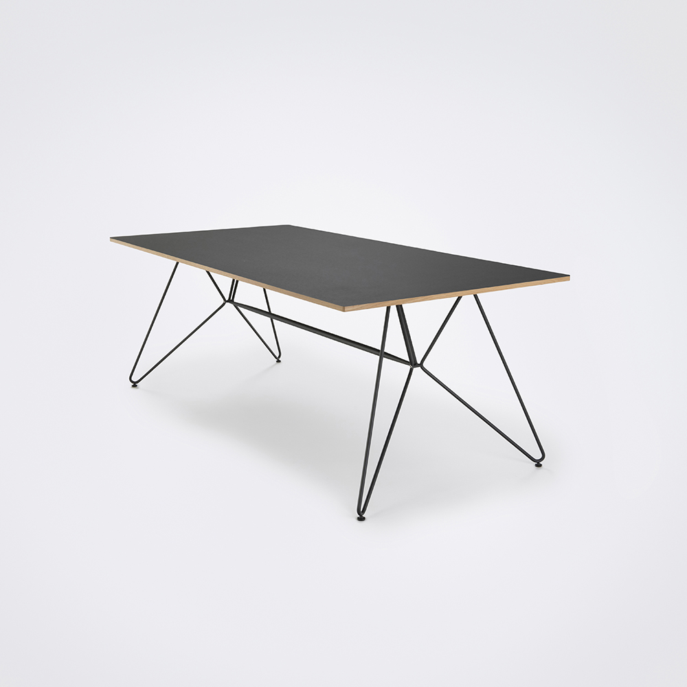 DINING TABLE 208cm // Black Linoleum // Oak Edge